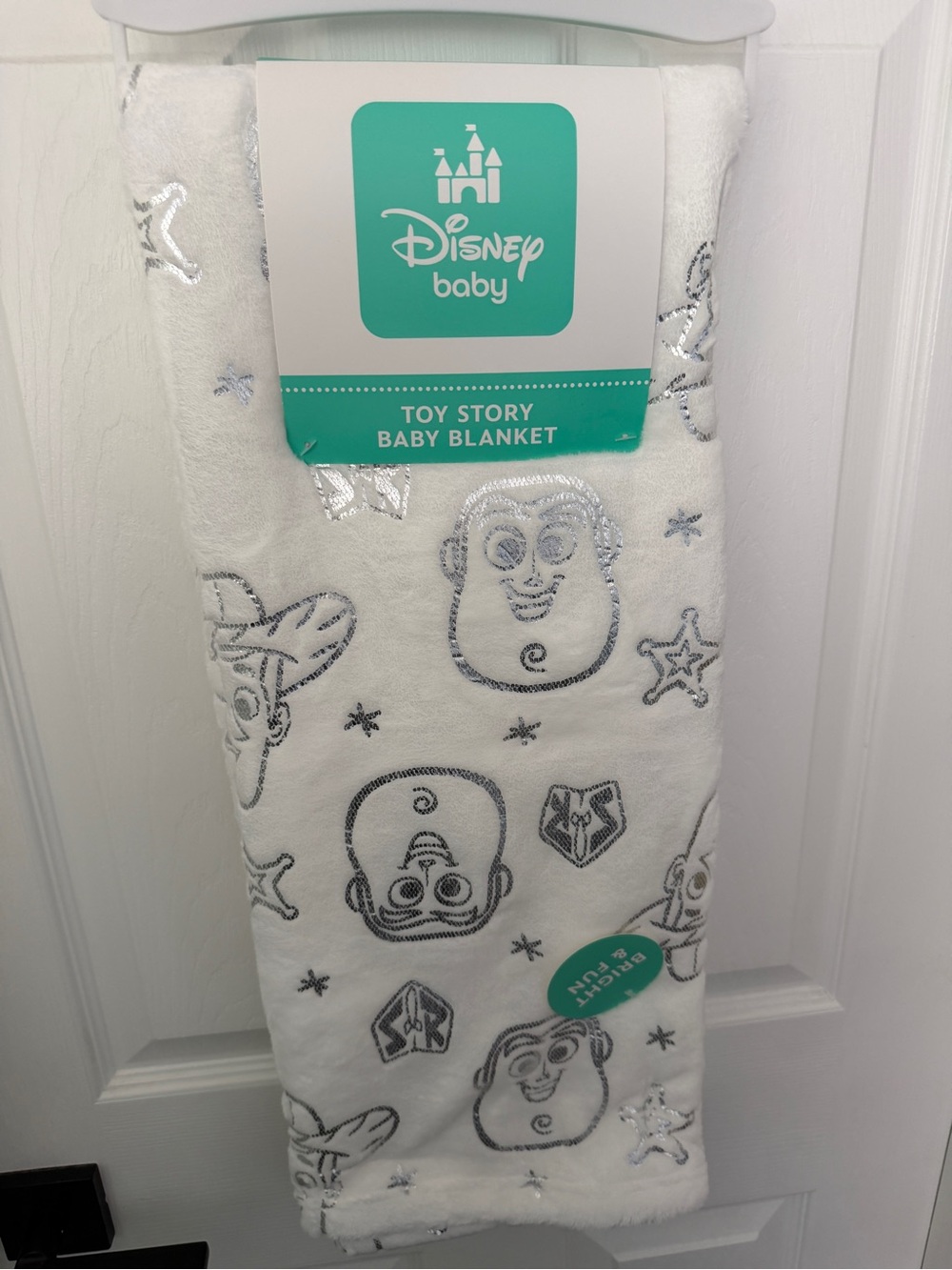 Disney Baby Toy Story White Blanket with Silver Accents